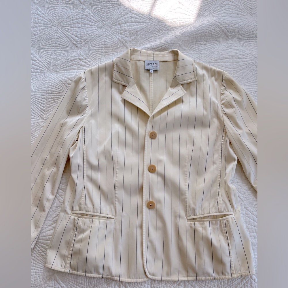 Vintage Armani collezioni striped blazer cream